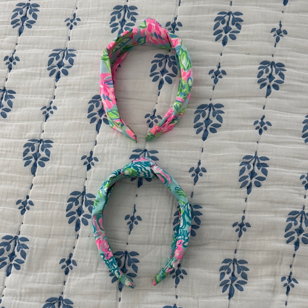 Lilly Pulitzer Pink and Green Floral Headband Set